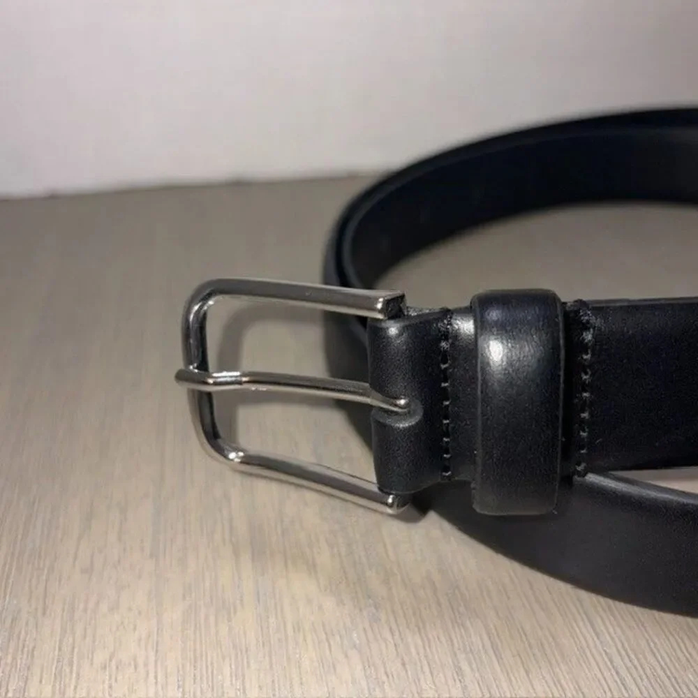 Brooks Brothers Made in Italy Black Genuine Leather Dress Belt Mens Size 44